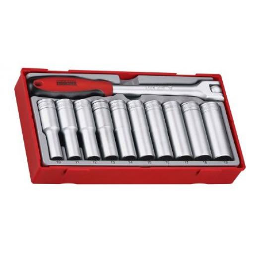 Sada nástrčných klíčů, počet kusů: 11 1/2 in Hluboké typ buzení Šestihran Teng Tools