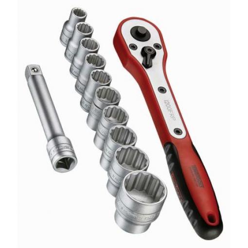 Sada nástrčných klíčů, počet kusů: 12 1/2 in Dvojitý šestihran typ buzení Čtvercový Teng Tools