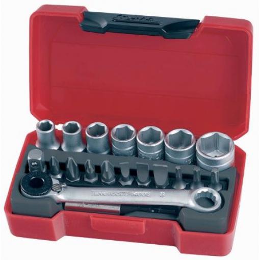 Sada nástrčných klíčů, počet kusů: 20 1/4 palce typ buzení Čtyřhran Teng Tools
