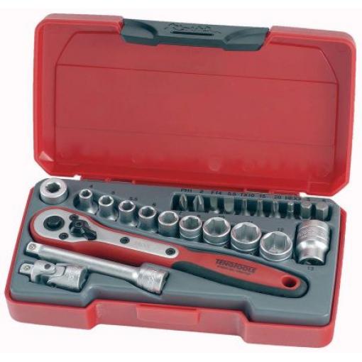 Sada nástrčných klíčů, počet kusů: 24 1/4 in Šestihran typ buzení Čtvercový Teng Tools