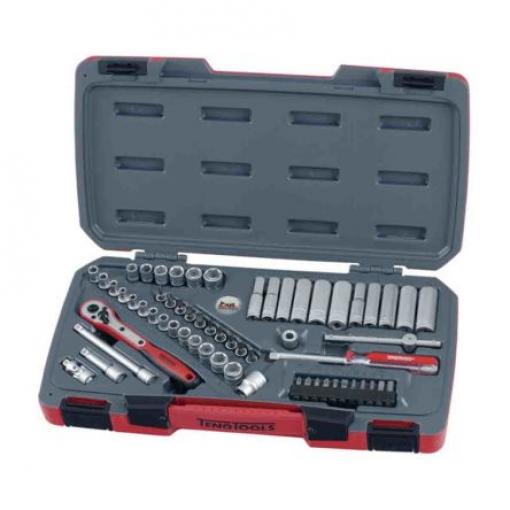 Sada nástrčných klíčů, počet kusů: 60 1/4 in 6 bodů, Vrták typ buzení Čtvercový Teng Tools