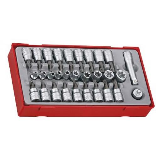 Sada nástrčných klíčů, počet kusů: 30 3/8 in Vrták typ buzení Šestihran Teng Tools