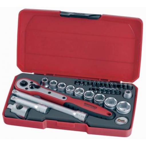 Sada nástrčných klíčů, počet kusů: 34 3/8 in Šestihran typ buzení Čtvercový Teng Tools