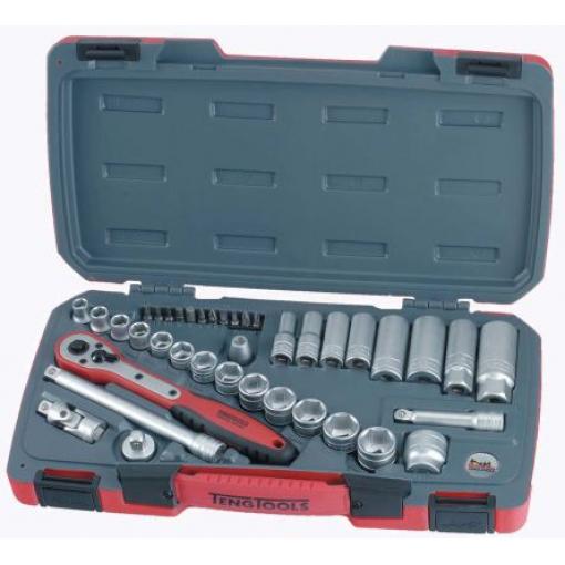 Sada nástrčných klíčů, počet kusů: 39 3/8 in 6 bodů typ buzení Čtvercový Teng Tools