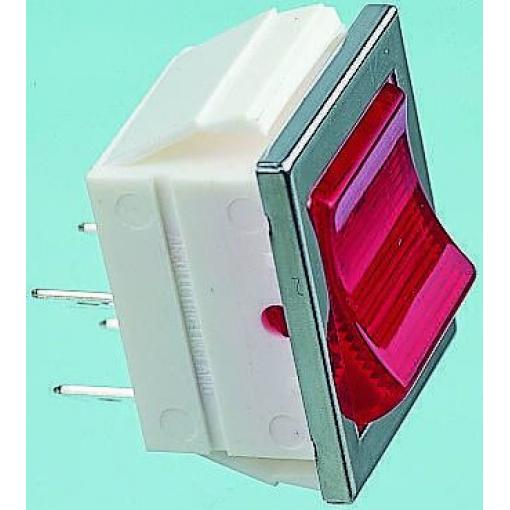 Arcolectric (Bulgin) Ltd Kolébkový spínač IP40 Osvětlené Zap-nic-zap, barva ovladače: Červená SPST Panel Zap-vyp 16 A