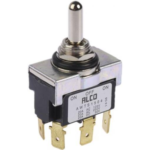 TE Connectivity Přepínač IP67 Panel DPDT Zap-vyp-zap ovládání 20 A Jazýček 30 V dc