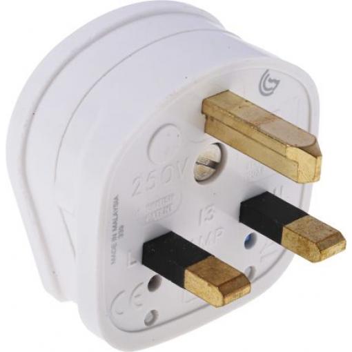 MK Electric Síťová zástrčka barva Bílá, formát pólů: 2+E Velká Británie 13A, Kabel, 250 V, Močovinoformaldehyd Šroubová