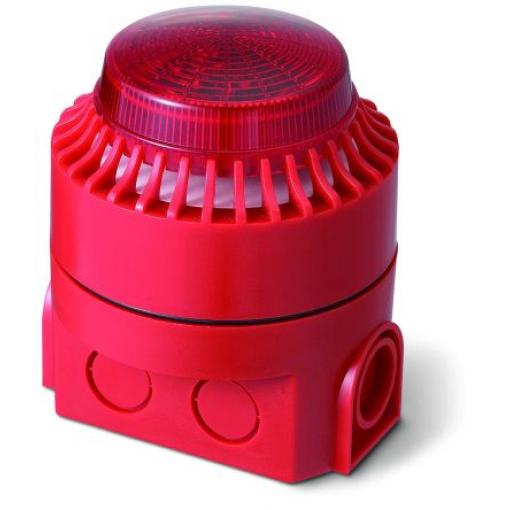 RS PRO Kombinace sirén a majáků Blikající světlo Elektronika barva Červená 24V IP44 LED Upevnění ��roubem CE & EN54 114