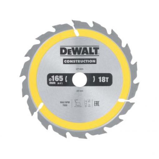 Kotouč pro kotoučovou pilu DeWALT 18 Hrubé dřevo, Dřevo se zapuštěnými hřebíky, Měkké dřevo, Kompozitní materiál 165 mm