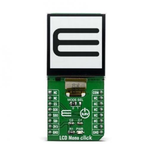 Deska displeje MIKROE-3789 Přídavná deska MikroElektronika LCD Mono Click 1.28 in LCD LS013B7DH03, EFM32