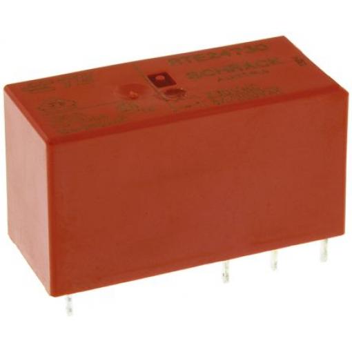 TE Connectivity Relé bez blokování DPDT Montáž na plošný spoj 8 A 230 V ac RT2