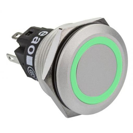 EAO Tlačítkový spínač, řada: 82 IP65, IP67 SPDT Panel Blokování Osvětlené 22.3 mm 3 A, barva LED: Zelená 240 V dc 240 V