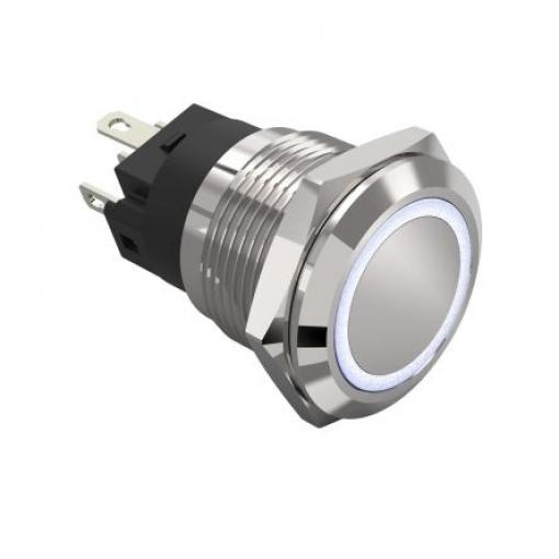 EAO Tlačítkový spínač, řada: 82 IP65, IP67 SPDT Panel Okamžité Osvětlené 19 mm 3 A, barva LED: Bílá 240 V dc 240 V ac