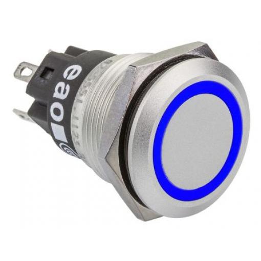 EAO Tlačítkový spínač, řada: 82 IP65, IP67 SPDT Panel Okamžité Osvětlené 19 mm 3 A, barva LED: Zelená 240 V dc 240 V ac