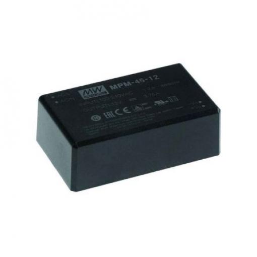Spínaný napájecí zdroj, počet výstupů: 1 MPM-45-12 12V dc Šasi 45 W MPM-45 MEAN WELL 264V ac