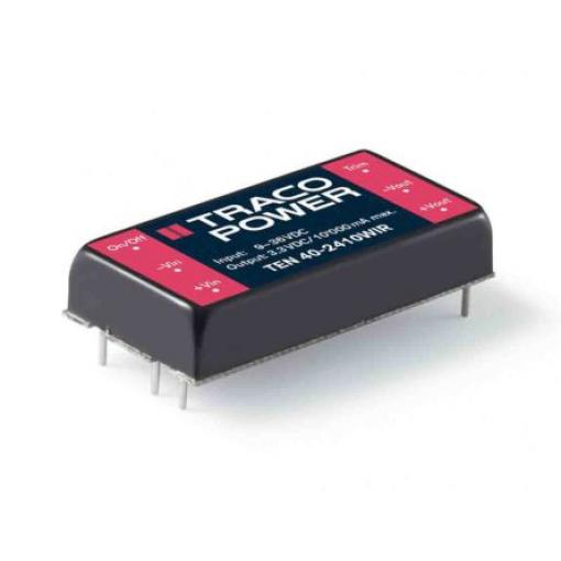 TRACOPOWER Měnič DC/DC TEN 40WIR, výstup: 24 V dc 1.6 kV dc, Vin 36V dc 833 mA, Vin 9V 40 W -40 °C 85 °C Průchozí otvor