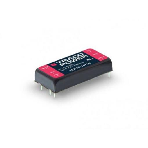 TRACOPOWER Měnič DC/DC TEN 60, výstup: 24 V dc 1.5 kV dc, Vin 36V dc 1.25 A, Vin 18V 60 W -40 °C 85 °C Montáž na plošný