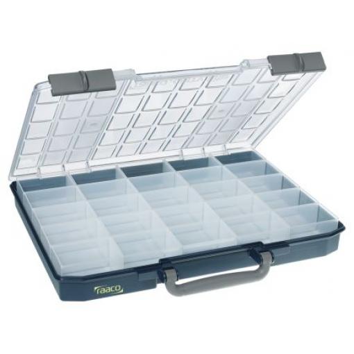 Přihrádková krabice 25 přihrádek Modrá, Polypropylen, Polykarbonát 55 mm x 425mm x 330 mm Raaco