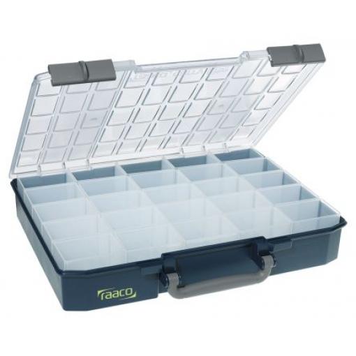 Přihrádková krabice 25 přihrádek Modrá, Polypropylen, Polykarbonát 80 mm x 415mm x 330 mm Raaco