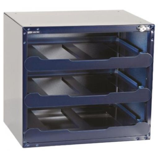 Přihrádková krabice 3 přihrádek Šedá, Polypropylen, Polykarbonát, Ocel 403 mm x 451mm x 330 mm Raaco