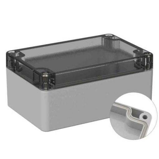 RS PRO Univerzální skříň, řada: 5U2 IP66 Nestíněný barva Šedá IK07 barva Čirá Polykarbonát 120 mm 55 mm 80 mm Neopren