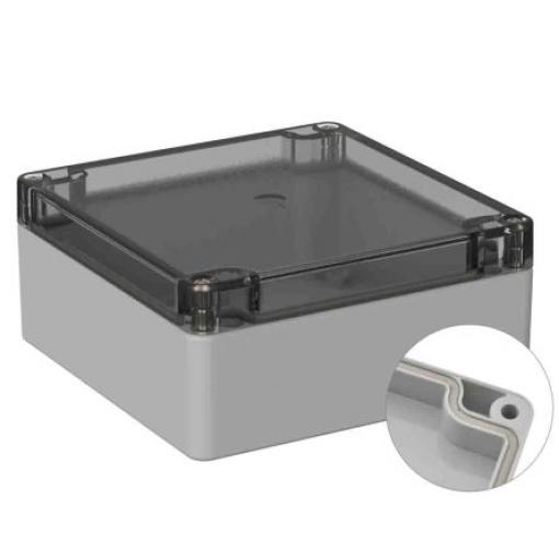 RS PRO Univerzální skříň, řada: 5U2 IP66 Nestíněný barva Šedá IK07 barva Čirá Polykarbonát 122 mm 55 mm 120 mm Neopren
