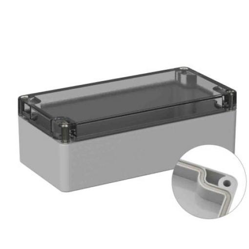 RS PRO Univerzální skříň, řada: 5U2 IP66 Nestíněný barva Šedá IK07 barva Čirá Polykarbonát 160 mm 55 mm 80 mm Neopren