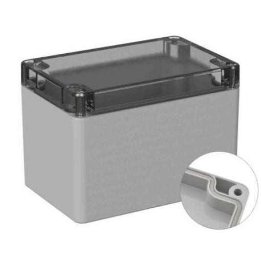 RS PRO Univerzální skříň, řada: 5U2 IP66 Nestíněný barva Šedá IK07 barva Čirá Polykarbonát 120 mm 85 mm 80 mm Neopren