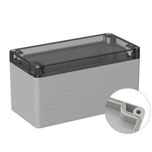 RS PRO Univerzální skříň, řada: 5U2 IP66 Nestíněný barva Šedá IK07 barva Čirá Polykarbonát 165 mm 85 mm 80 mm Neopren