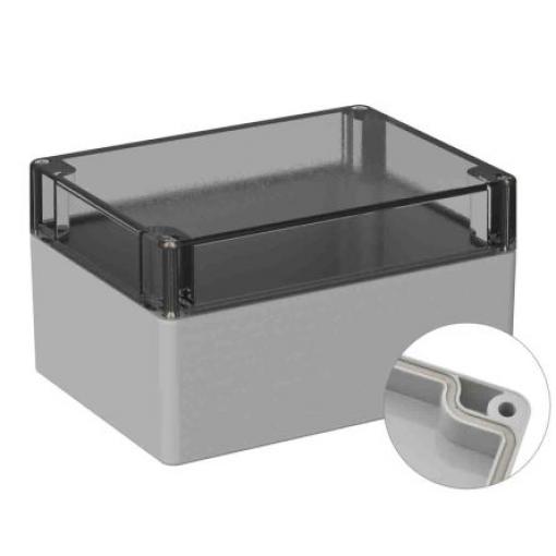 RS PRO Univerzální skříň, řada: 5U2 IP66 Nestíněný barva Šedá IK07 barva Čirá Polykarbonát 160 mm 90 mm 120 mm Neopren