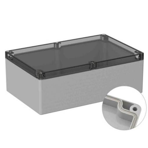 RS PRO Univerzální skříň, řada: 5U2 IP66 Nestíněný barva Šedá IK07 barva Čirá Polykarbonát 240.3 mm 90 mm 160.3 mm