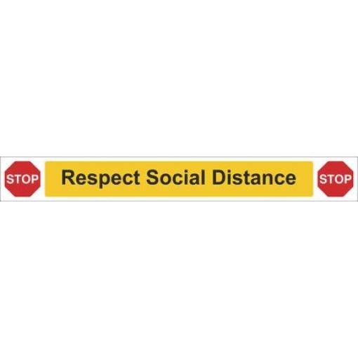 Povinná značka, Vinyl, text Respect Social Distance Angličtina Ano, 800 x 100mm