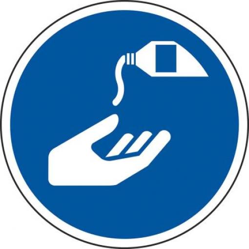 RS PRO Podlahová grafika, Vinyl, Bílá, Modrá Hand Sanitiser Samolepicí