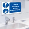 RS PRO Povinná značka, Polyvinylchlorid, Bílá, Modrá Lava e disinfetta le mani regorlamente Italština Samolepicí