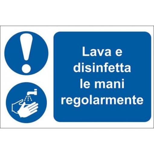 RS PRO Povinná značka, Polyvinylchlorid, Bílá, Modrá Lava e disinfetta le mani regorlamente Italština Samolepicí