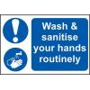 RS PRO Povinná značka, Polyvinylchlorid, Modrá, Bílá Wash and Sanitise your hands routinely Angličtina Samolepicí