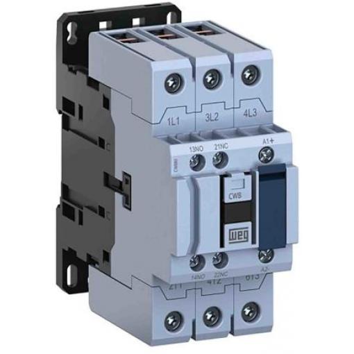 WEG 1 NO, 1 NC Stykač napětí ve vinutí 24V 3pólový 50 A 1kV 22 kW s 1 NO/1 NC kontakty 24V Řízení motoru, Reverzační,