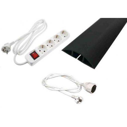 RS PRO Sada prodlužovacího kabelu, délka kabelu: 2 m 4 zásuvek, 250 V Bílá, Bílá Polyvinylchlorid Typ F Aktivace sepnutí