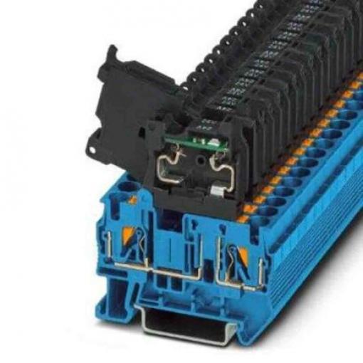 Phoenix Contact Svorkovnice na lištu DIN s pojistkou 3211904, řada: PT, 24 V Černá, Modrá 0.2 to 6 mm² 1 Zásuvný Jištěný