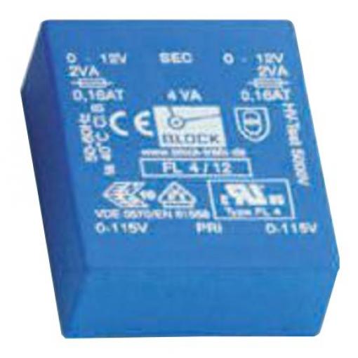 Block Transformátor PCB, sekundární napětí: 6 V ac, počet výstupů: 2 Průchozí otvor 66 % 4 VA