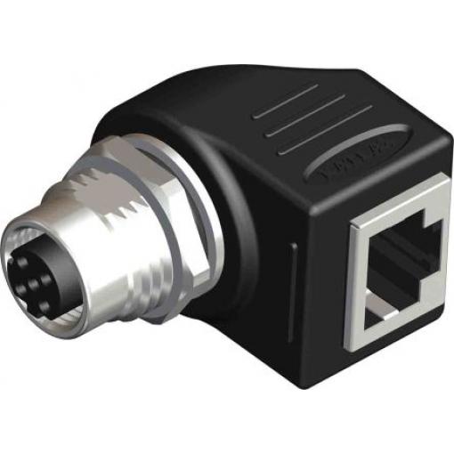 RS PRO Adaptér pro kulaté konektory, orientace těla: Pravý úhel 4 M12 Vnitřní, 70 °C 8, 0 °C RJ45, materiál kontaktu: