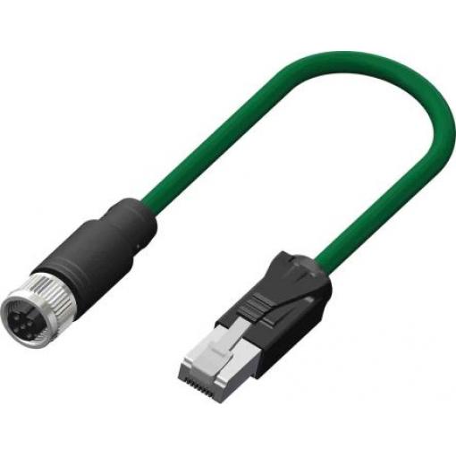 RS PRO Cat5e Ethernetové kabely, Zelená, Termoplastický elastomer, A: M12, 60V 5 m Vnitřní, B: RJ45 Vnější, typ pláště: