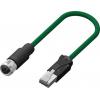 RS PRO Cat5e Ethernetové kabely, Zelená, Polyvinylchlorid, A: M12, 60V 5 m Vnitřní, B: RJ45 Vnější, typ pláště: Splétaný