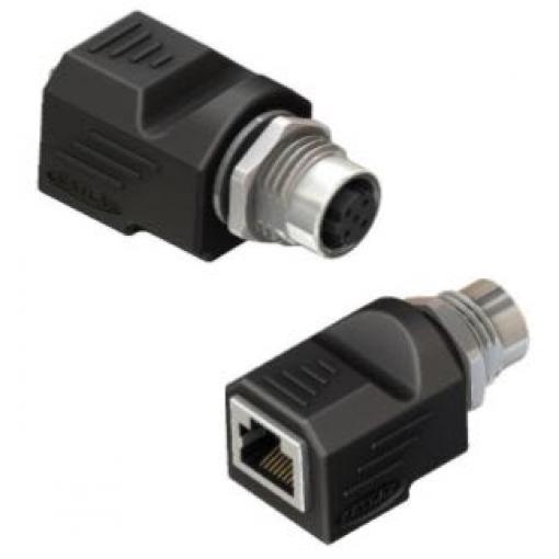 RS PRO Adaptér pro kulaté konektory, řada: CAF, orientace těla: Rovný M12, 70 °C, 0 °C RJ45 Female Vnitřní
