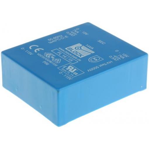 Block Transformátor PCB, sekundární napětí: 15 V ac, počet výstupů: 2 Čep