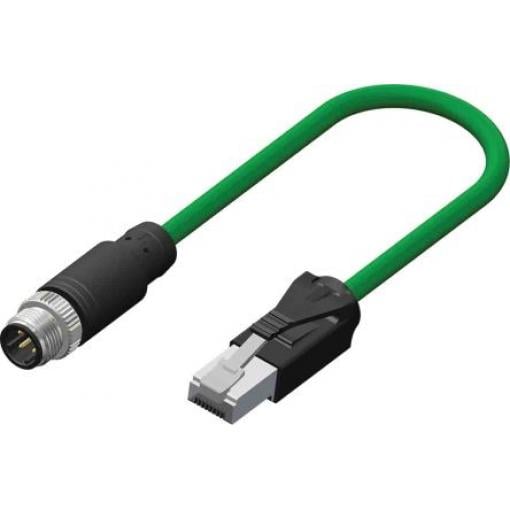 RS PRO Cat5e Ethernetové kabely, Zelená, Termoplastický elastomer, A: M12, 60V 10 m Vnější, B: RJ45 Vnější, typ pláště: