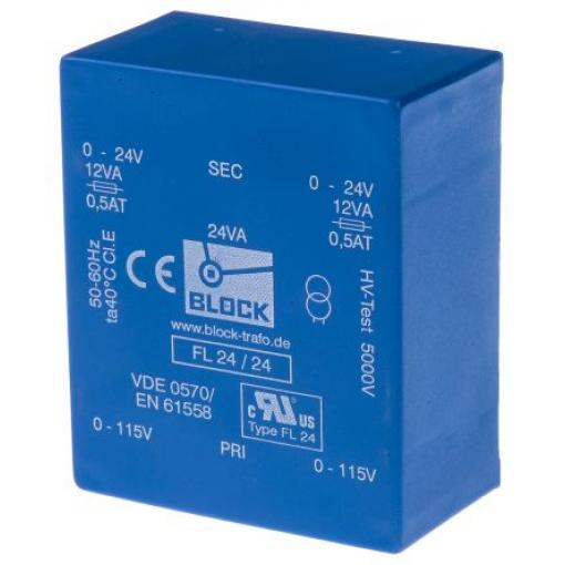 Block Transformátor PCB, sekundární napětí: 24 V ac, počet výstupů: 2 Čep 24 VA
