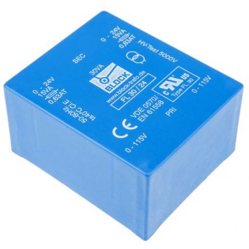 Block Transformátor PCB, sekundární napětí: 24 V ac, počet výstupů: 2 Průchozí otvor 81 % 30 VA