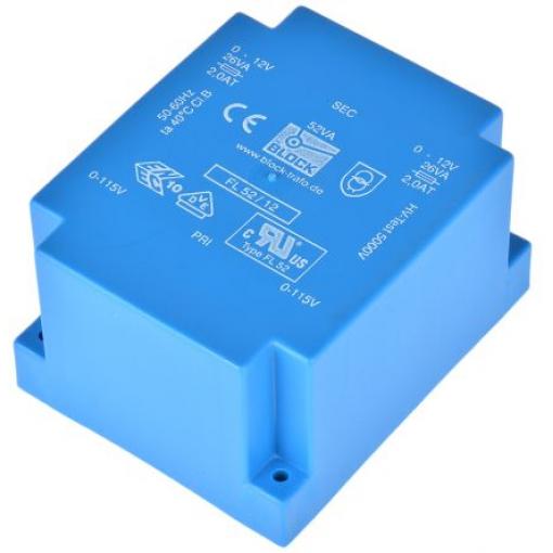 Block Transformátor PCB, sekundární napětí: 12 V ac, počet výstupů: 2 Průchozí otvor 81 % 52 VA