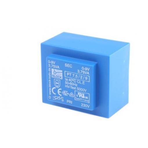 Block Transformátor PCB, sekundární napětí: 9 V ac, počet výstupů: 2 Průchozí otvor 65 % 7.5 VA